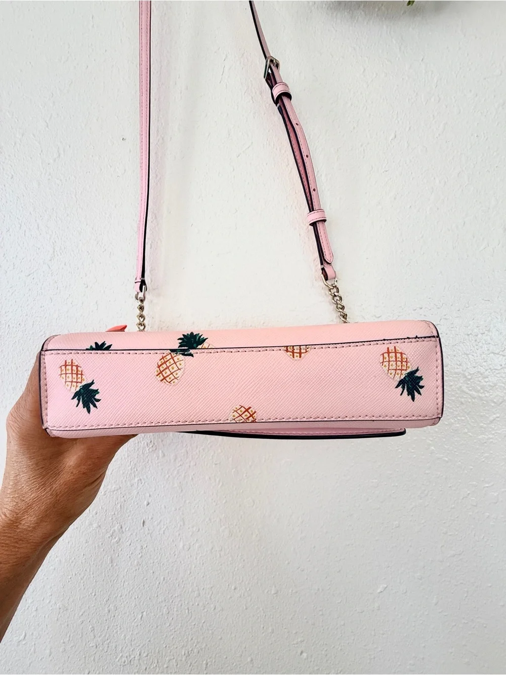 Kate Spade New York Staci Pineapple Crossbody Bag Pink Saffiano Leather